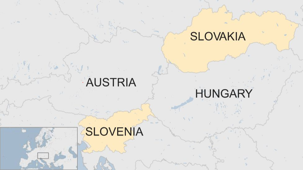 slowenien und slowakei auf der landkarte